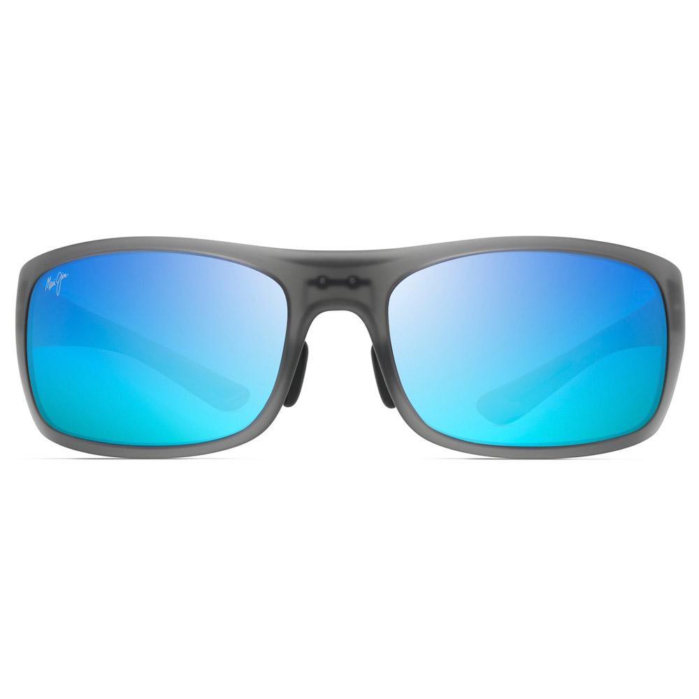Lunettes de Soleil Maui Jim Big Wave Gris Mat Translucide Bleu Hawai MauiPure B440 11M