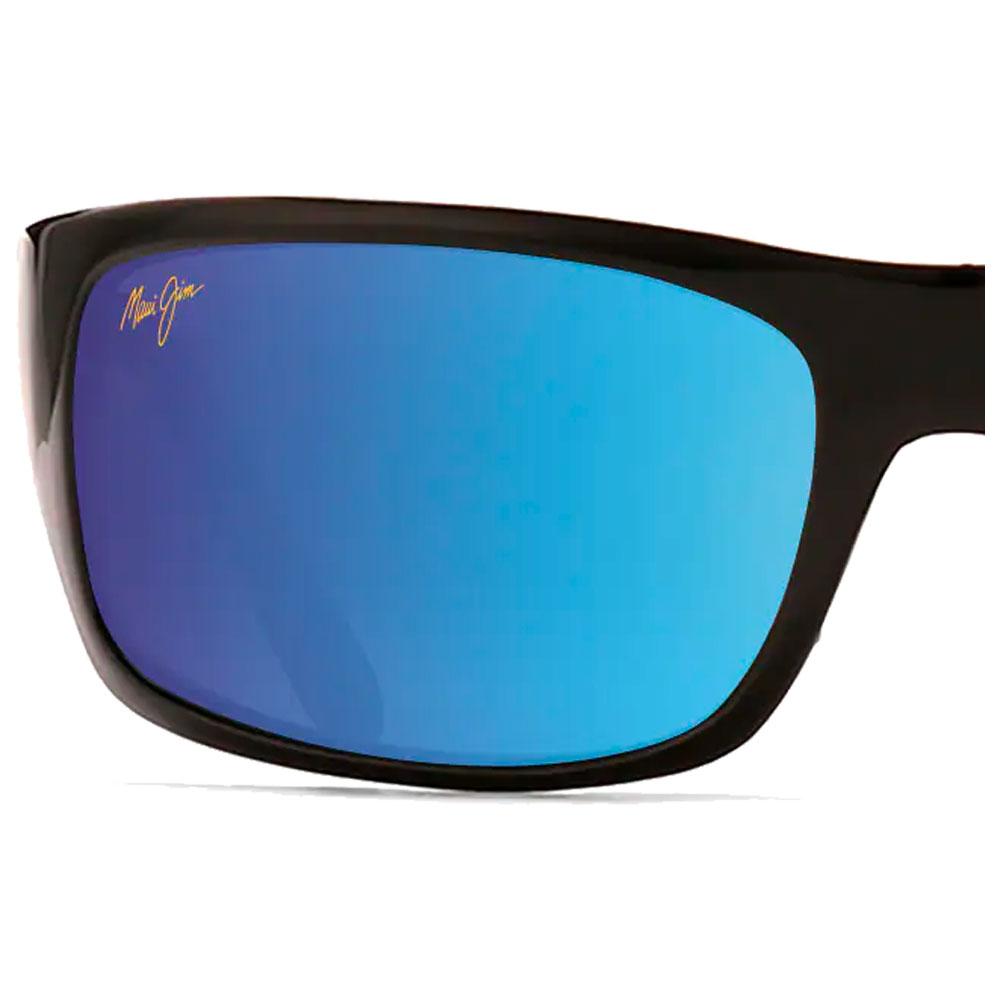 Lunettes de Soleil Maui Jim Peahi Noir Brillant Blue Hawaii MauiBrillant MM202 047