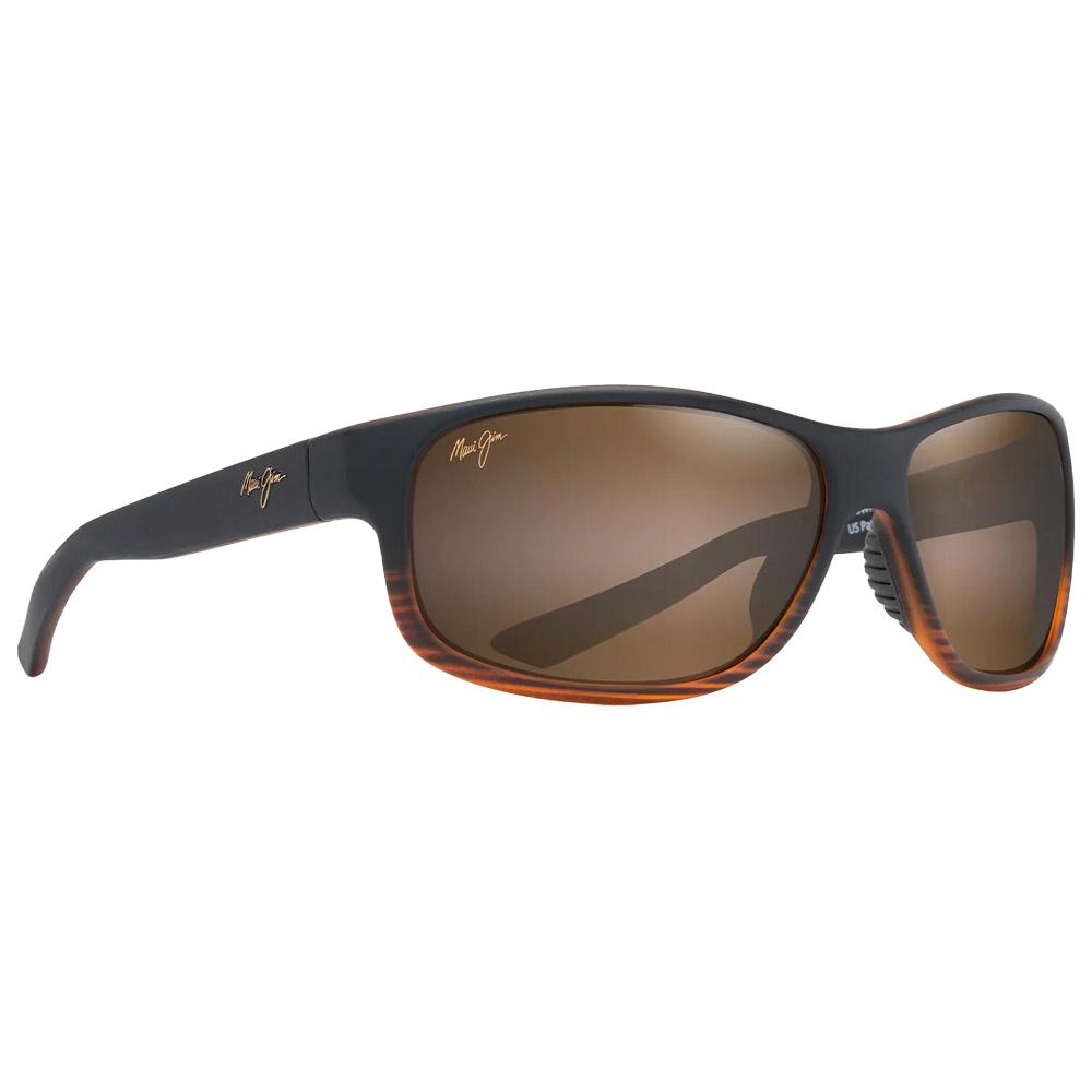 Lunettes de Soleil Maui Jim Kaiwi Channel Stripe Dark Brown Bronze Hcl Mineral Superthin H840 25C