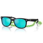 
Ray Ban Lunettes de soleil New Wayfarer Kids Polished Black Light Green Blue Mirror  Présentation