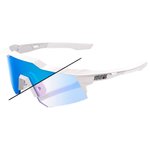 
100% Lunettes de soleil Speedcraft Xs Bastille Pearl White Glitter Blue Mirror Photochromic Lens  Présentation